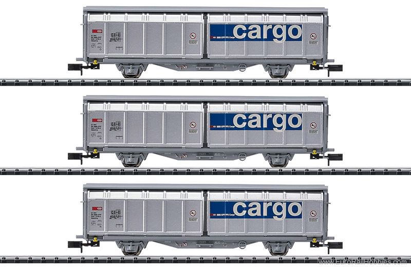 Trix 15282 SBB Sliding Wall Boxcar Set, Era VI