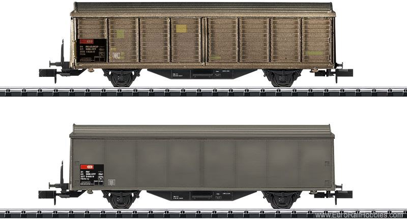 Trix 15307 SBB Type Hbis-v Sliding Wall Boxcar Set