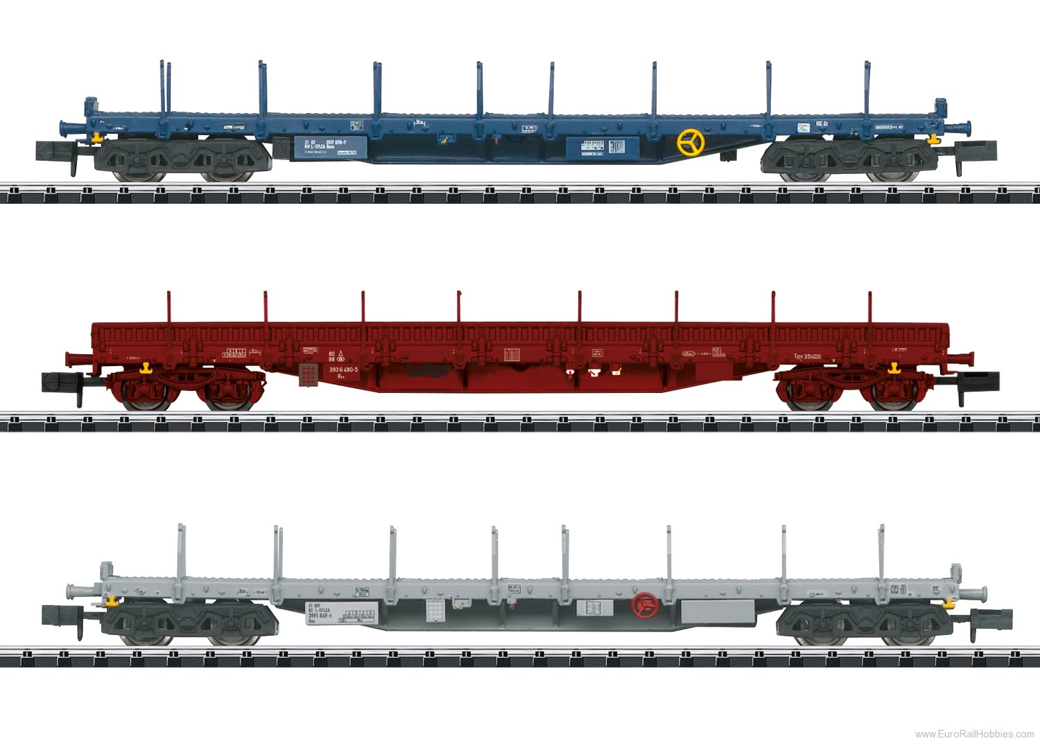 Trix 18723 CFL Type Rnss 3 Piece Flat Car Set