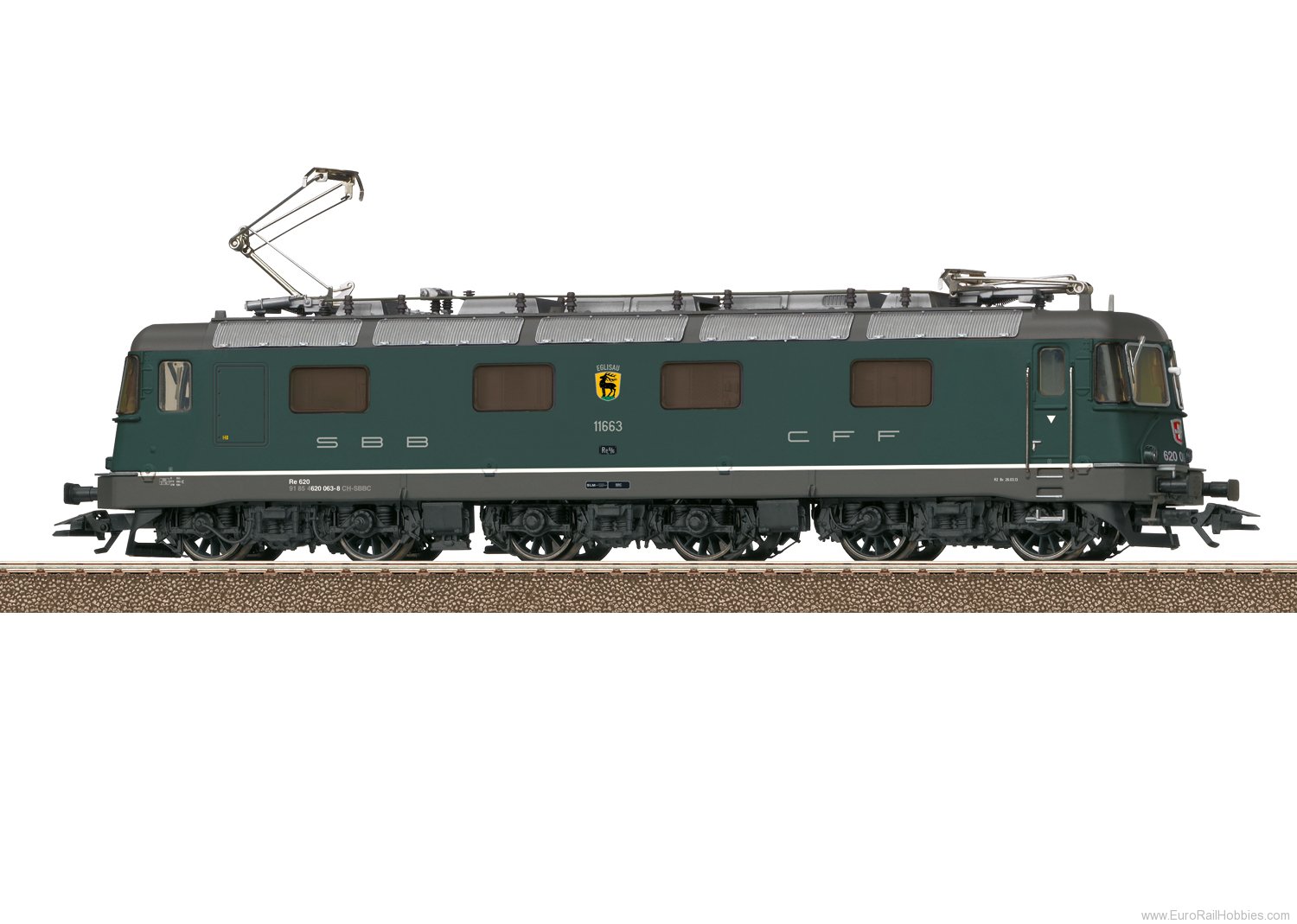 Trix 22773 SBB Re 620 Electric Locomotive, Green, DCC/MF