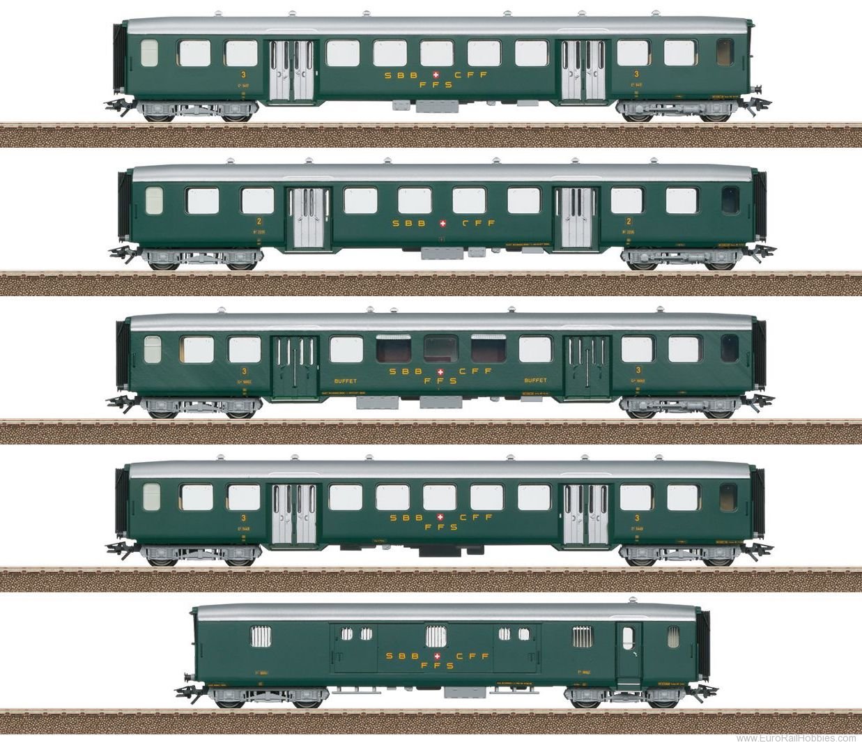 Trix 23134 SBB Lightweight Steel Car Set to Go with the 
