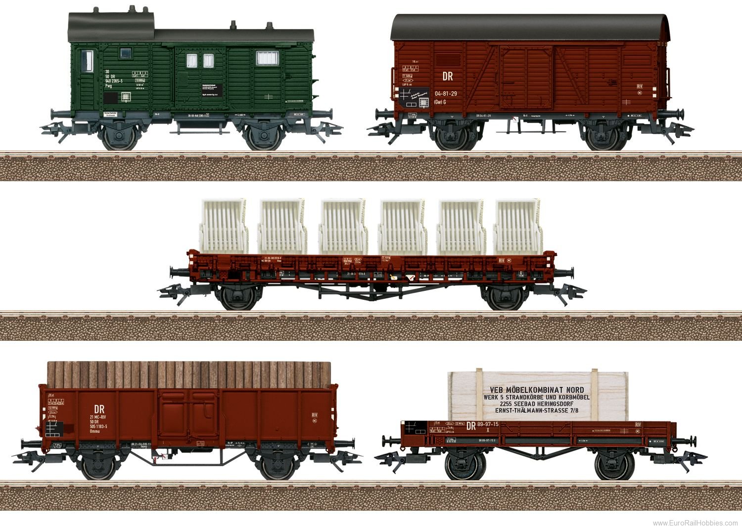 Trix 24075 DR Heringsdorf Seaside Resort Freight Car Set