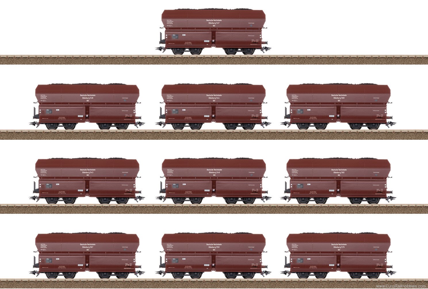 Trix 24266 DRG OOt Oldenburg High Capacity Dump Car Set 
