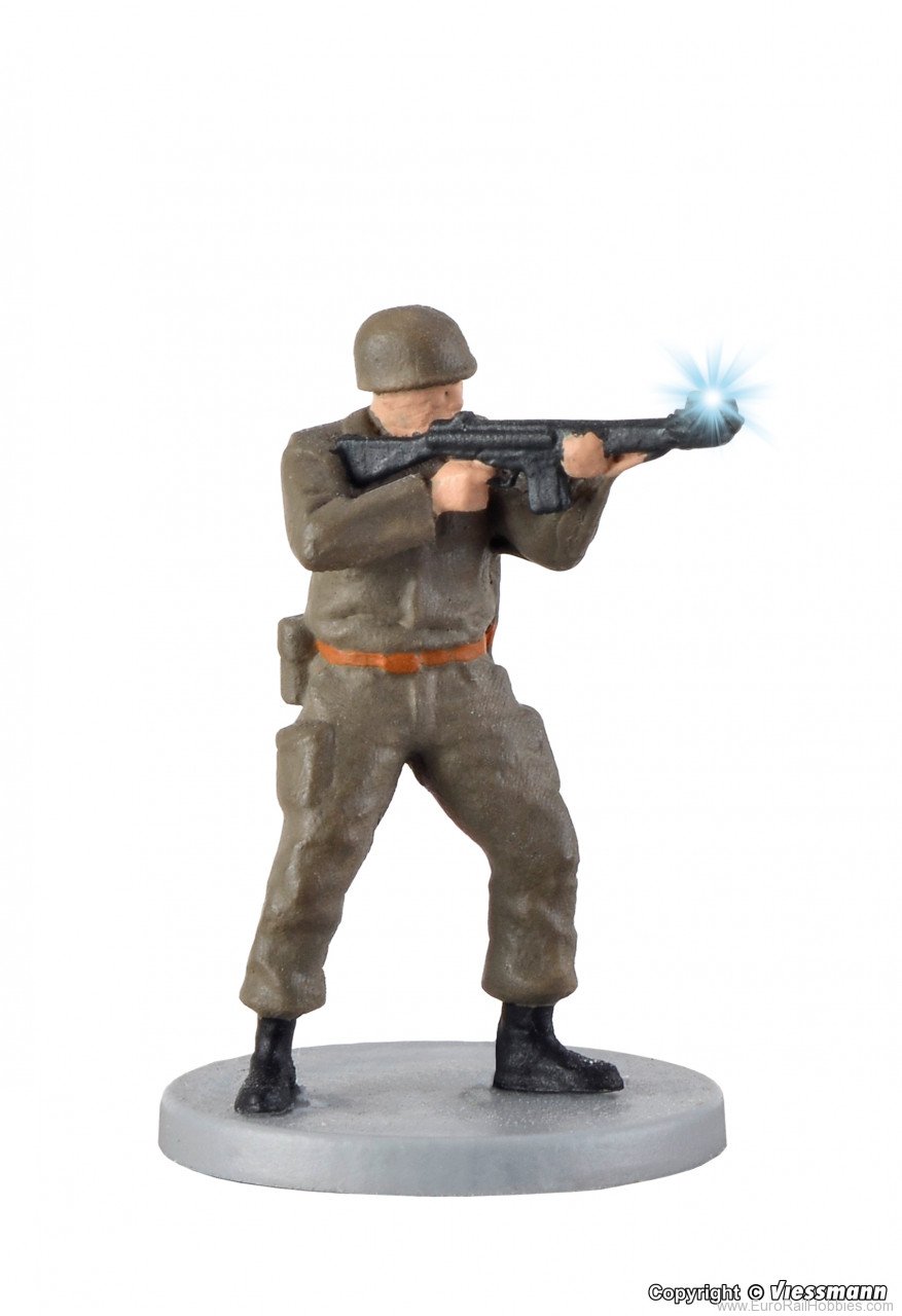 Viessmann 1530 HO Soldier, standing with gun and muzzle flas