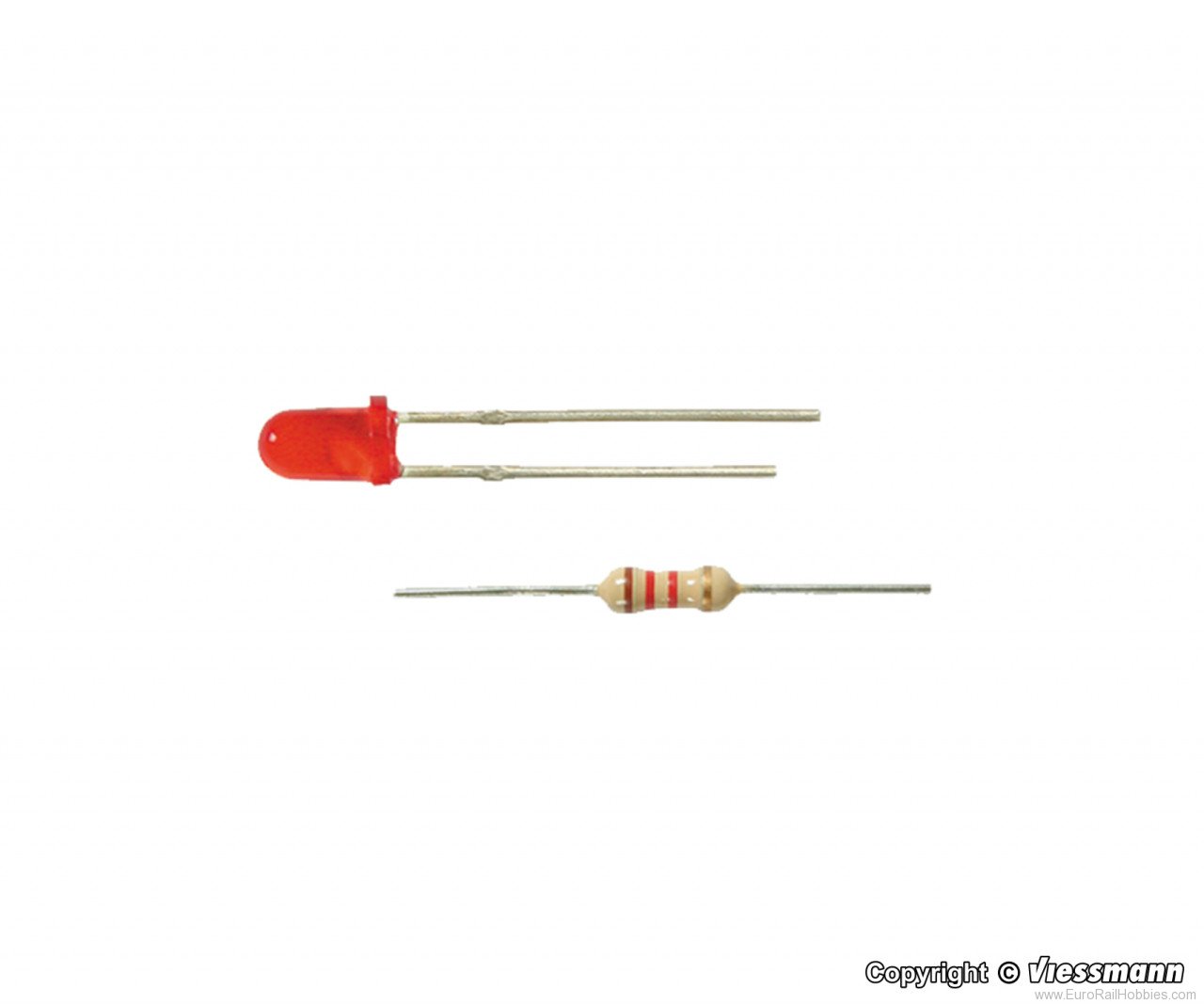 Viessmann 3550 LED red O 3 mm, inkl. resistors, 4 pieces