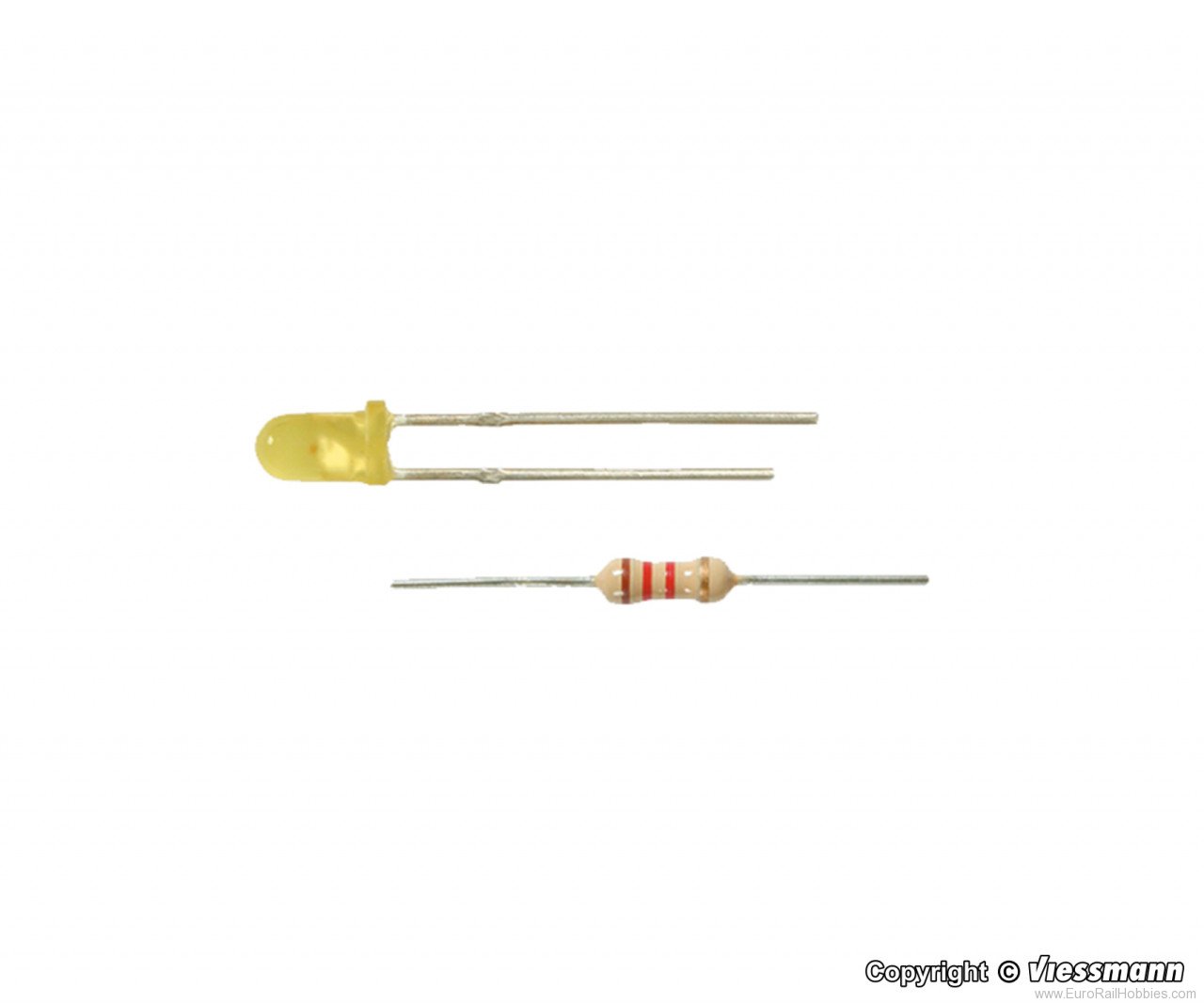 Viessmann 3551 LED yellow O 3 mm, inkl. resistors, 4 pieces