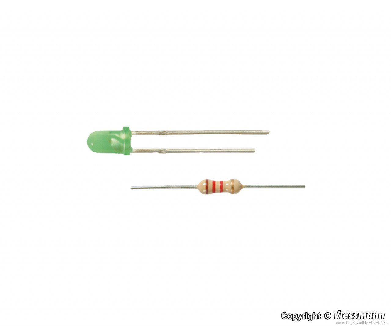 Viessmann 3552 LED green O 3 mm, inkl. resistors, 4 pieces