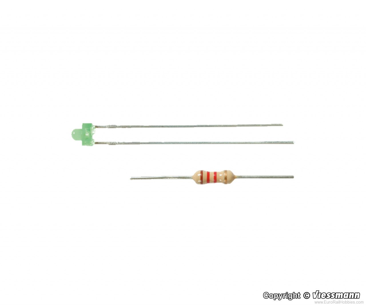 Viessmann 3554 LED green O 1,8 mm, inkl. resistors, 3 pieces