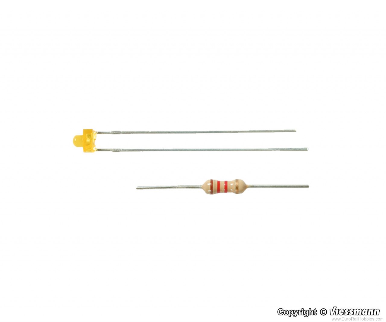 Viessmann 3555 LED yellow O 1,8 mm, inkl. resistors, 3 piece