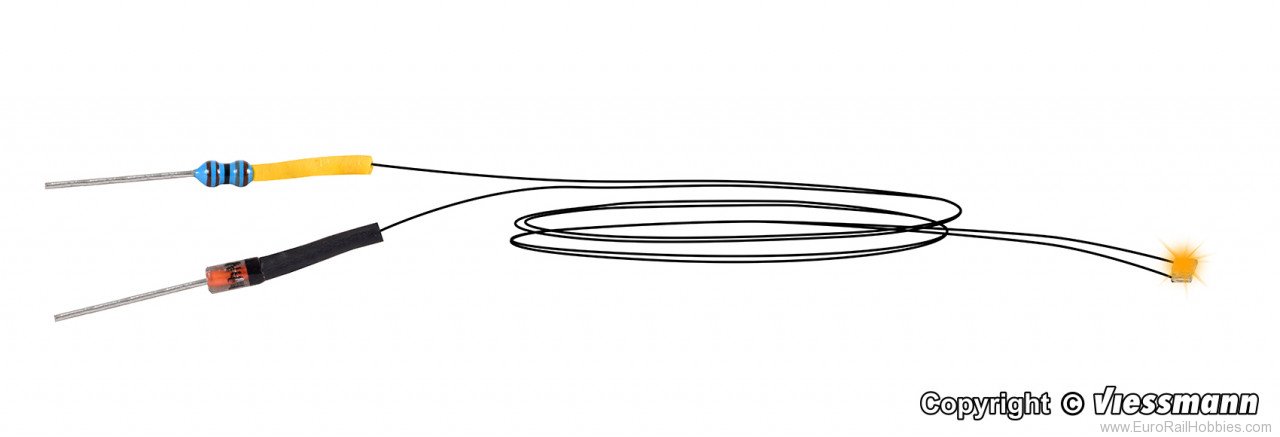 Viessmann 3561 LED yellow with soldered cable, 5 pieces