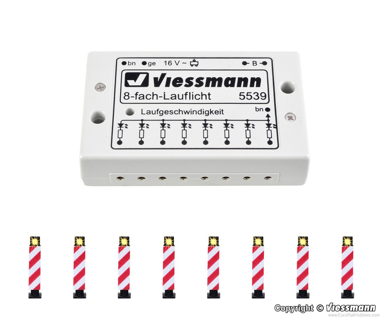 Viessmann 5040 HO Warning lights, 8 pieces with running ligh