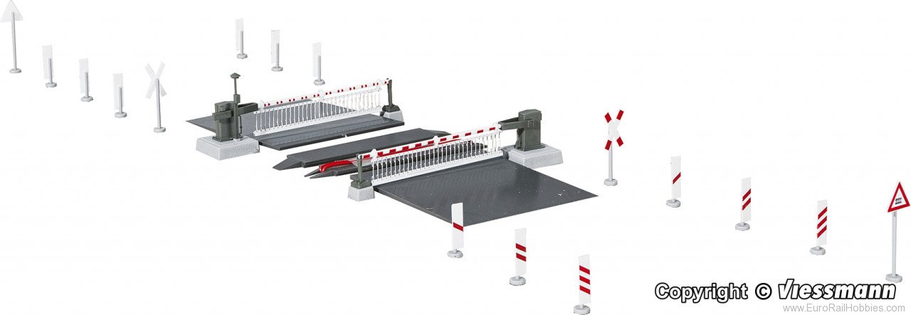 Viessmann 5104 HO Level crossing with decorated barriers, fu
