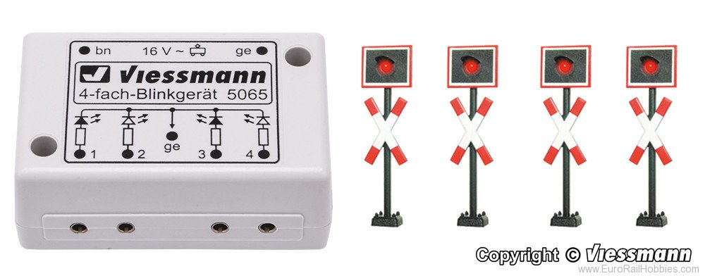 Viessmann 5835 HO St. Andrew's cross, 4 pieces with blinking