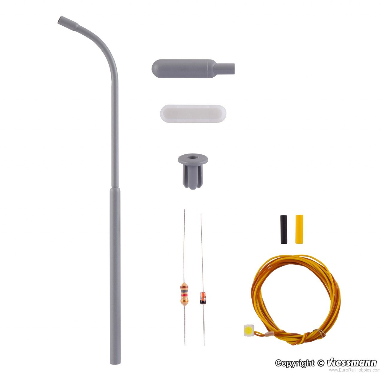 Viessmann 6722 HO Whip street light, kit, LED white