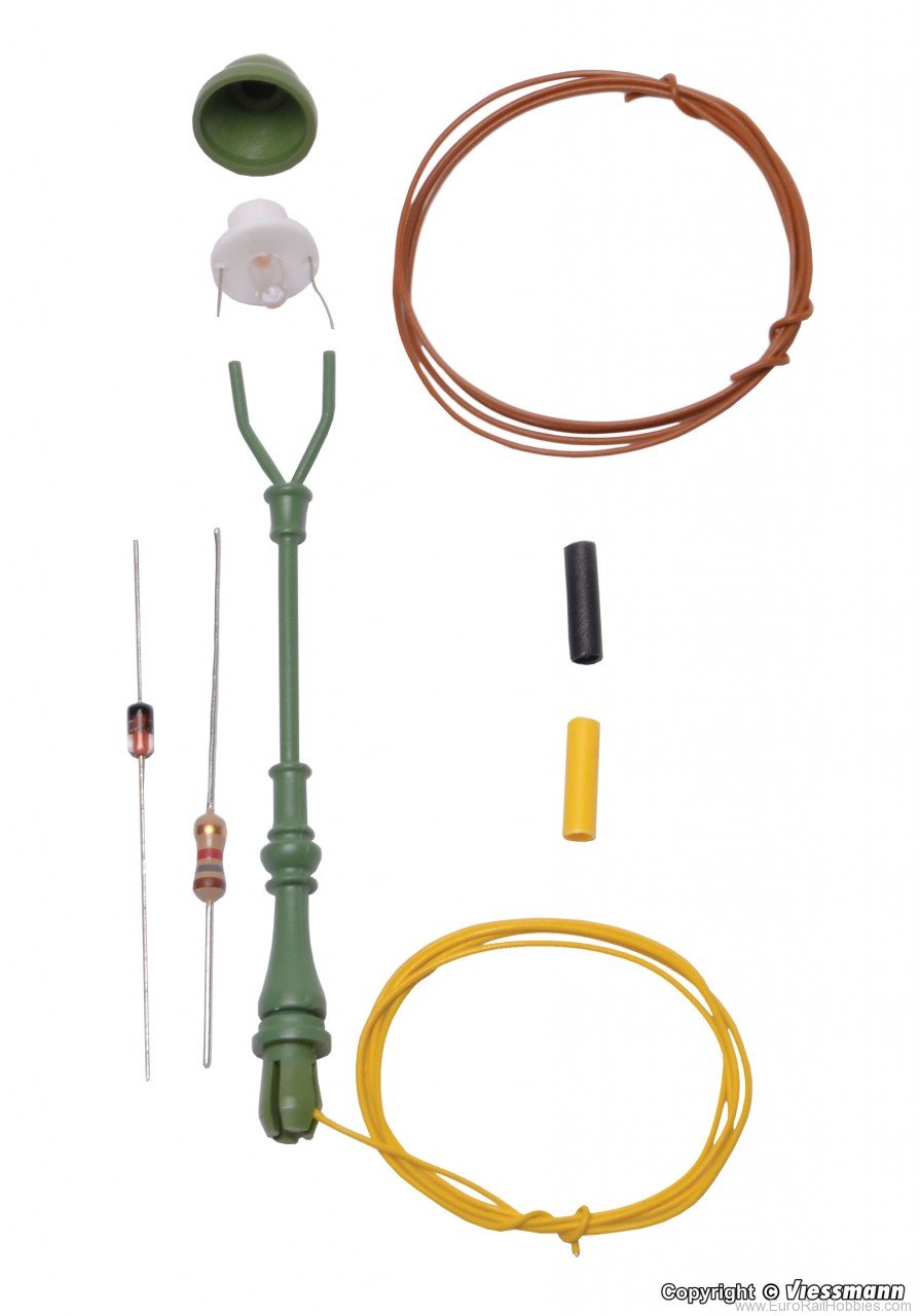 Viessmann 6728 HO Kit Standard gas lamp, green, LED warm-whi