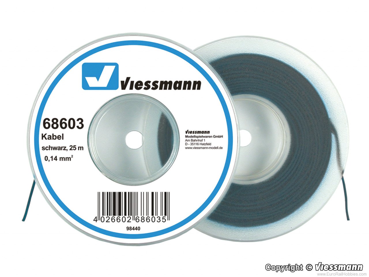 Viessmann 68603 Wire 0,14 mm dia., black, 25 m