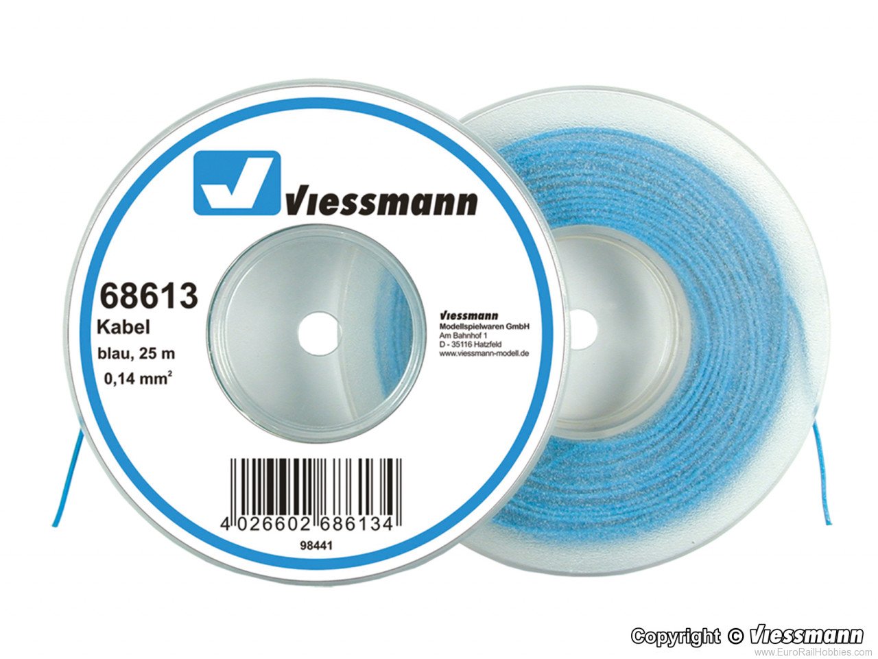 Viessmann 68613 Wire 0,14 mm dia., blue, 25 m