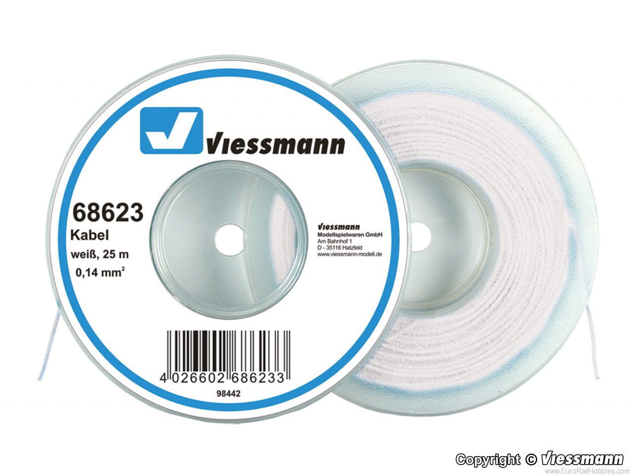 Viessmann 68623 Wire 0,14 mm dia., white, 25 m