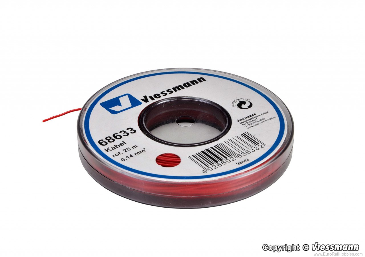 Viessmann 68633 Wire 0,14 mm dia., red, 25 m