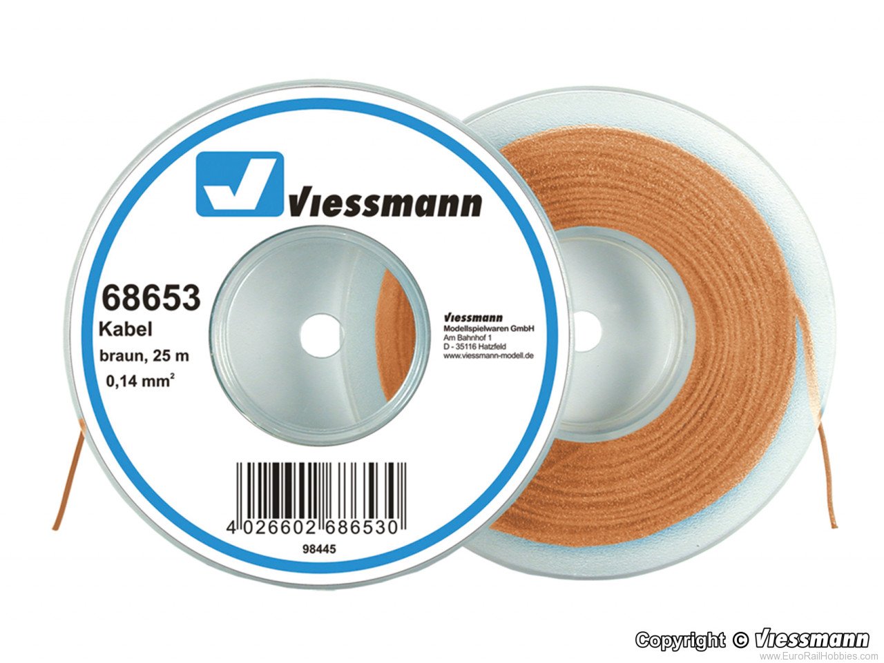 Viessmann 68653 Wire 0,14 mm dia., brown, 25 m