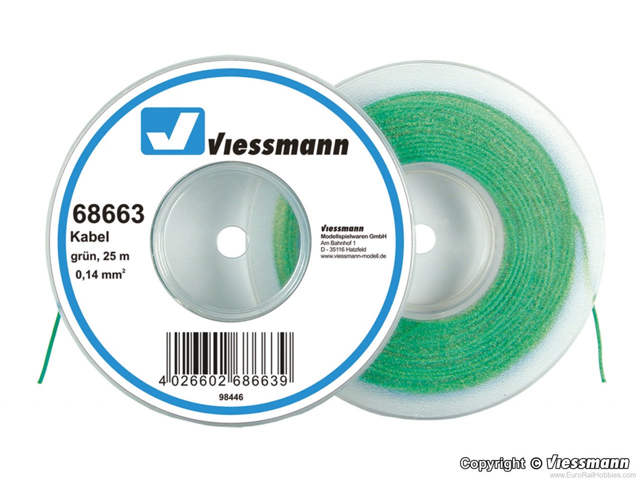 Viessmann 68663 Wire 0,14 mm dia., green, 25 m