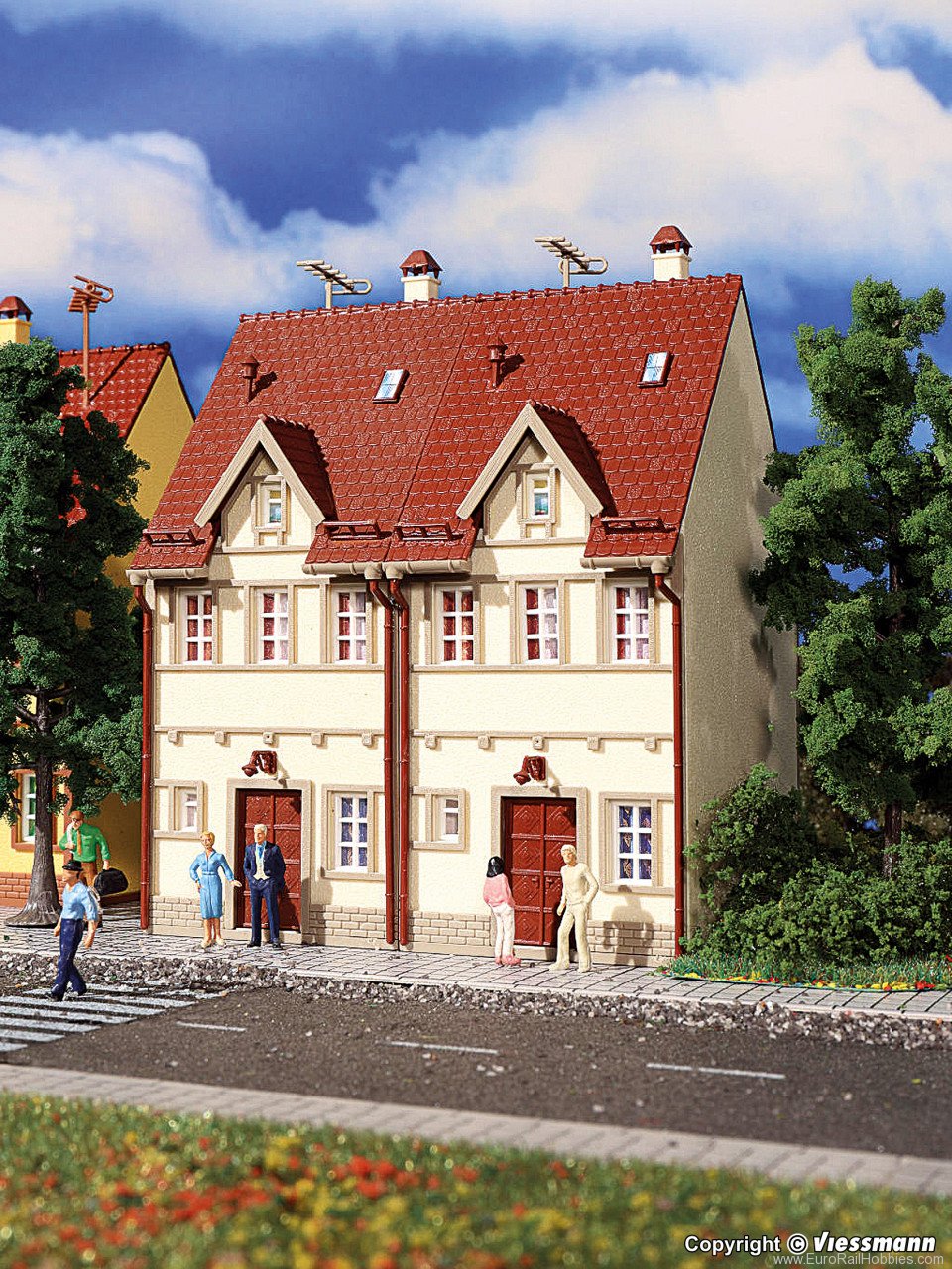 Vollmer 43843 Pair of Semi-Detached Houses (cream)