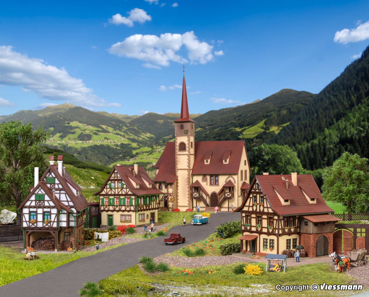 Vollmer 47734 Church and Timber Framed Houses