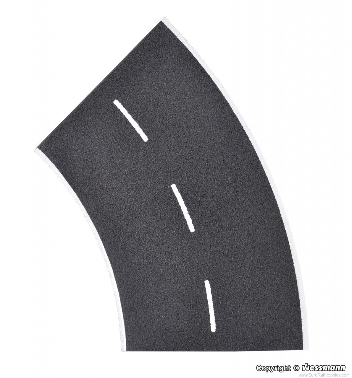 Vollmer 48265 H0 Street plate asphalt, 45 deg.-curve, radiu