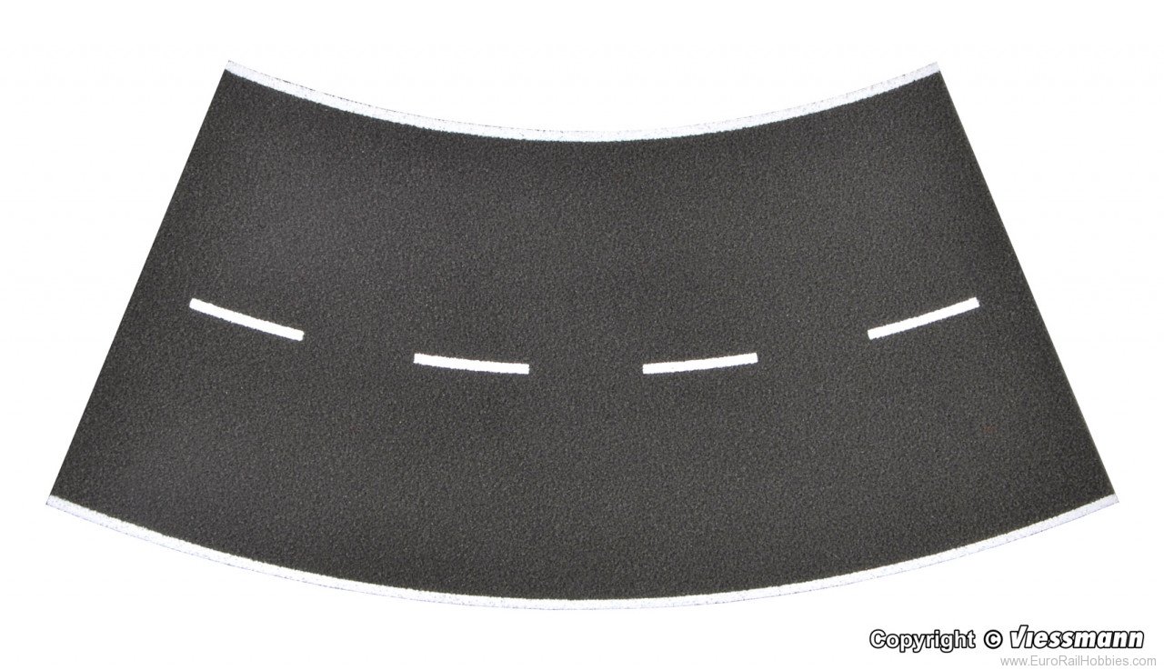 Vollmer 48266 H0 Street plate asphalt, 45 deg.-curve, radiu