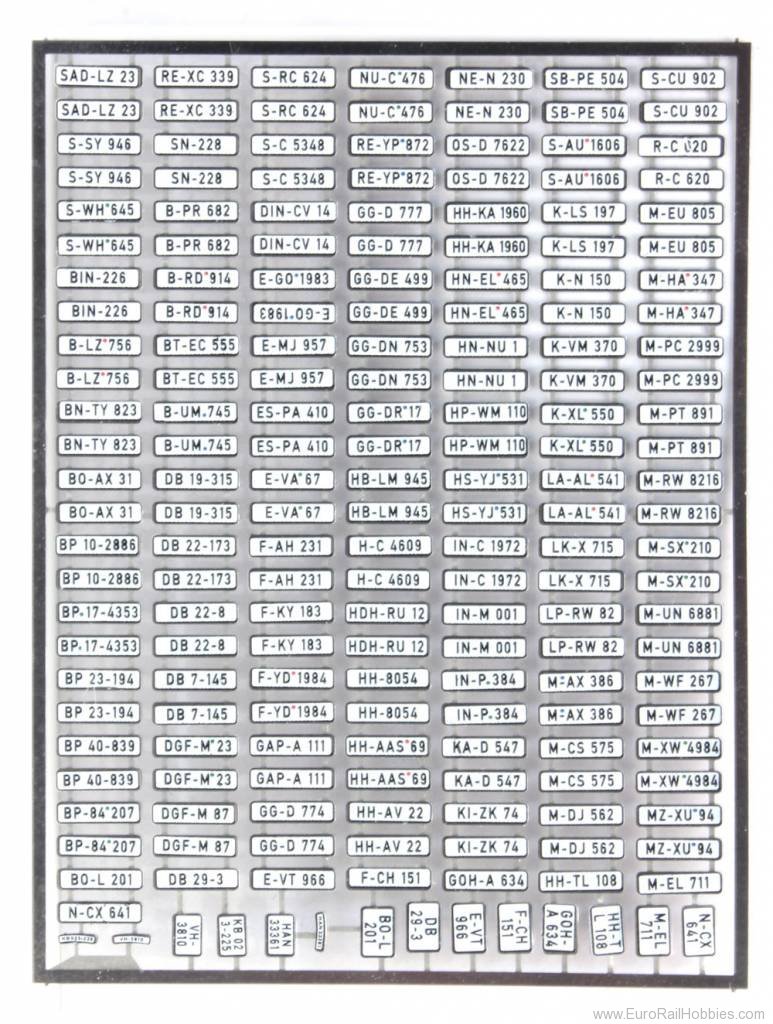 Artitec 10.353 German license plates set A, 1956-1994