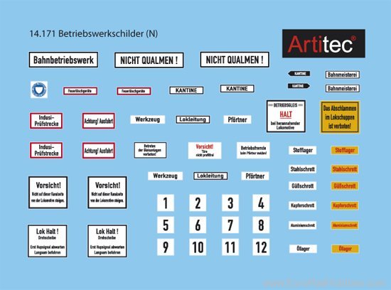 Artitec 14.171 German railway yard signs, III-IV