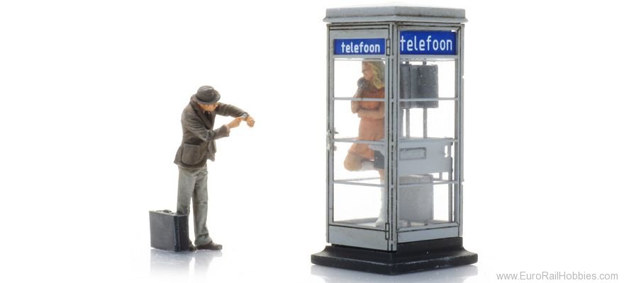 Artitec 387.624 Dutch phone booth 1960s-70s + two figures