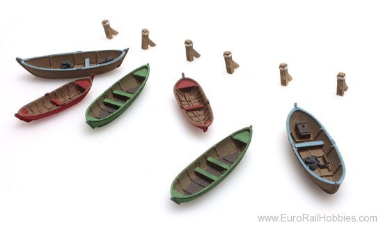 Artitec 54.107 Rowing boats (6x), 1:160 resin kit, unpainted