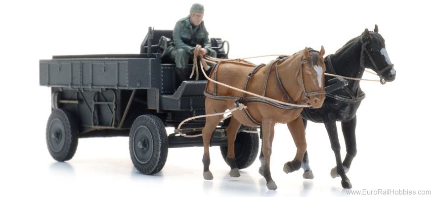 Artitec 6870737 WM HF.7 Steel Field Wagon with Horses + Figur