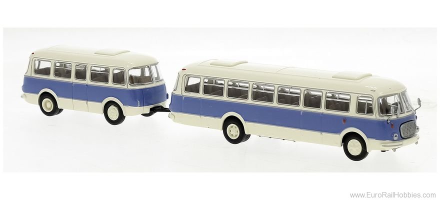 Brekina 58274 JZS Jelcz 043 Bus mit PA 01 Light Beige, Blue