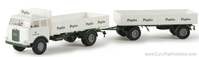 Brekina 78363 MAN 10.212 Low-Sided Delivery Truck w/Trailer