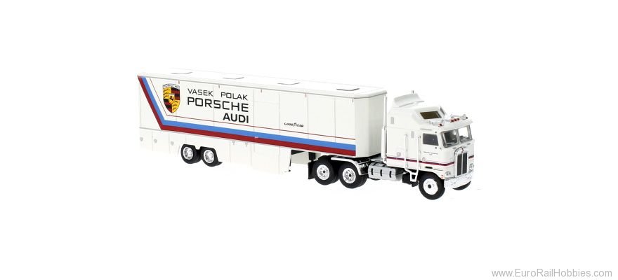 Brekina 85738 Kenworth K 100 Aerodyne Renntransport-SZ 1980