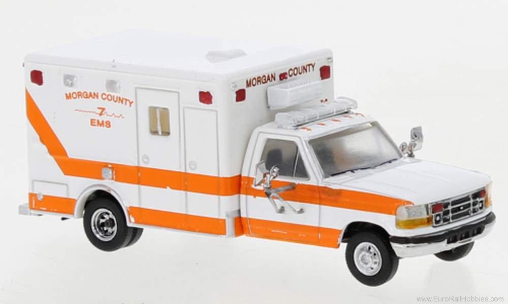 Brekina PCX870363 Ford F-350 Horton Ambulance White , Orange , 