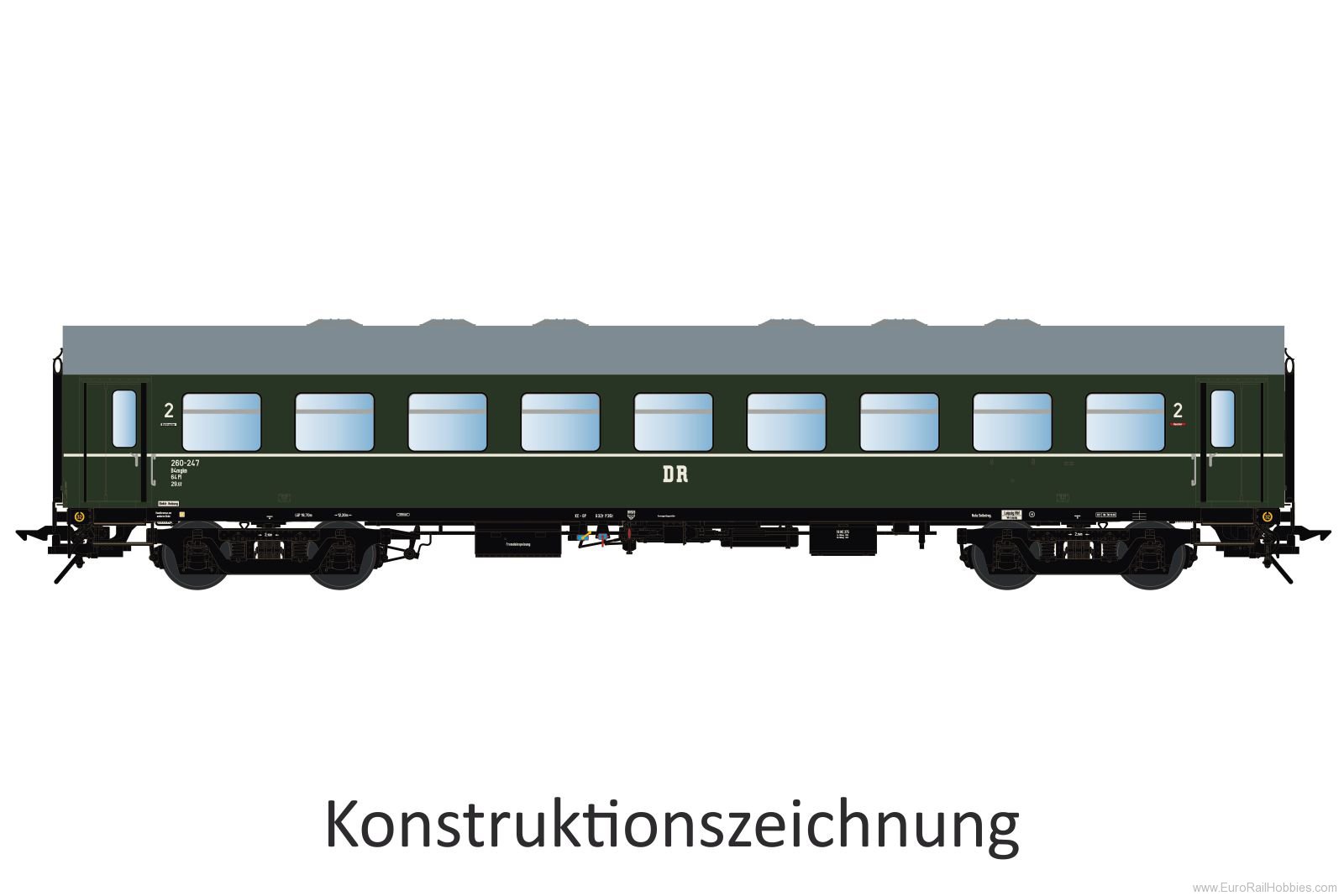 Lenz 41180.01 Reko wagon B4mgl, 2nd class, DR, era 3, opera