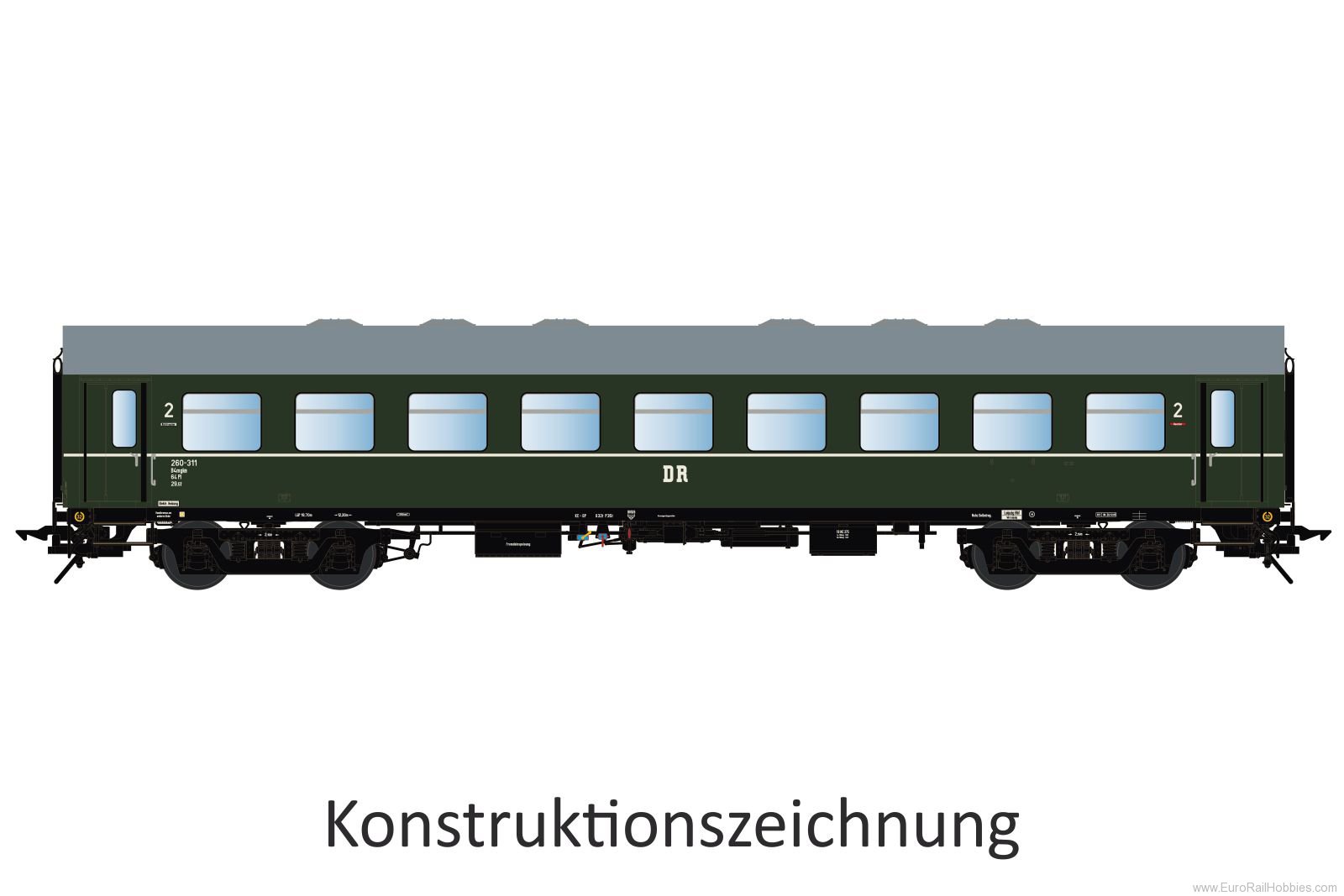 Lenz 41180.03 Reko wagon B4mgl, 2nd class, DR, era 3, opera
