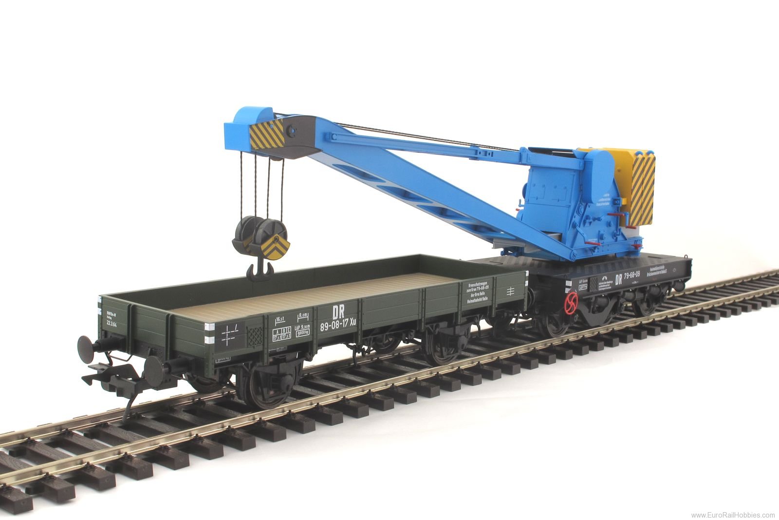 Lenz 42450.04 Crane Wyhlen, DR, blue, with protection car, 