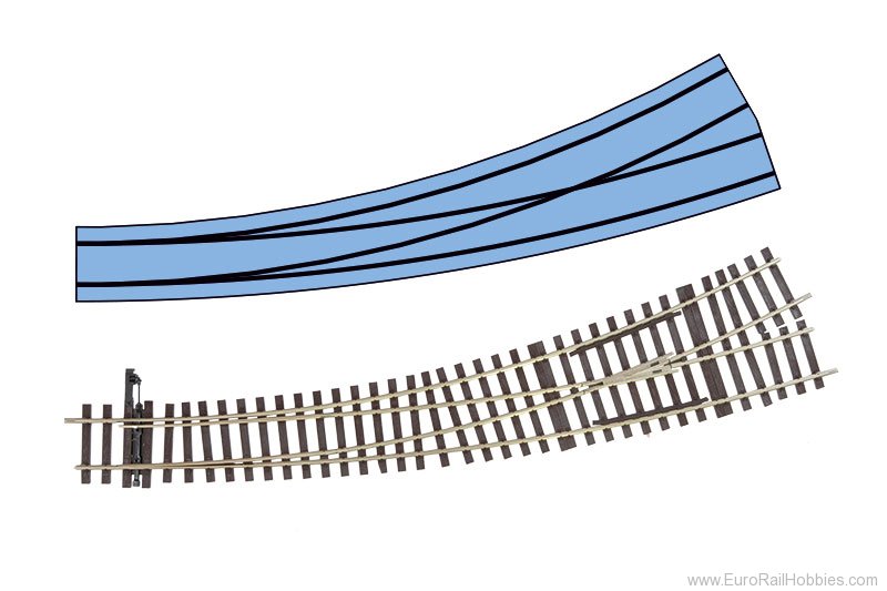 Lenz 45034 Curved Turnout Left - HBWL - no drive - angle