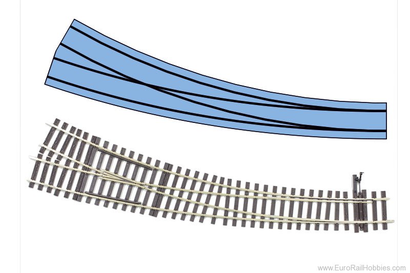 Lenz 45035 Curved Turnout Right - HBWR - no drive - angl