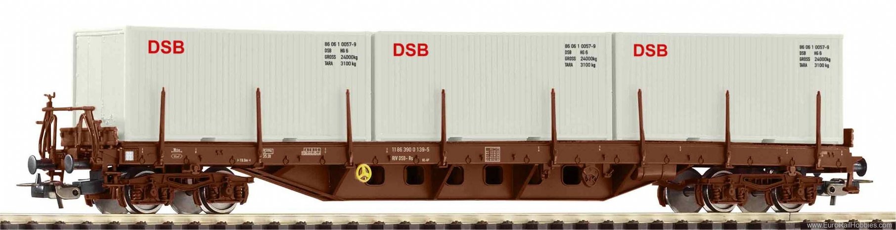 Piko 24527 Container wagon Rs DSB IV with 3x 20' contain
