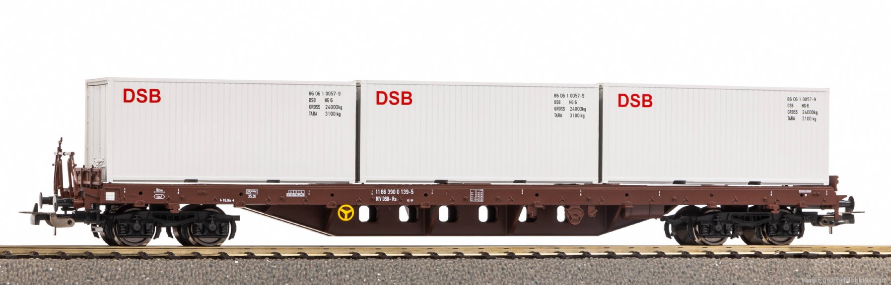 Piko 24527 Container wagon Rs DSB IV with 3x 20' contain