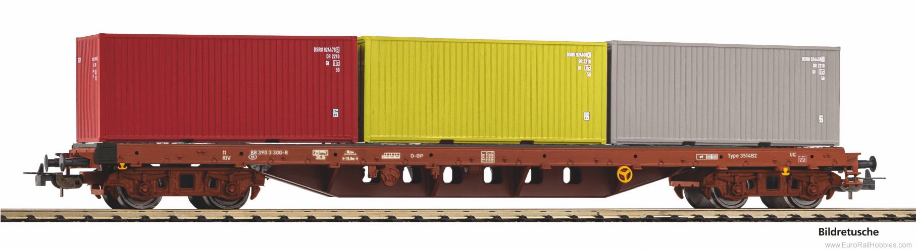 Piko 24539 SNCB Container Wagen w/3 Containers