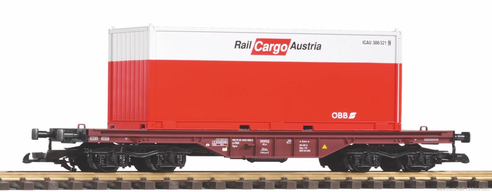 Piko 37011 G Flat car OBB V with a 20 'container