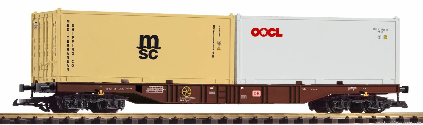 Piko 37754 G DB AG VI container transport car with 2 con
