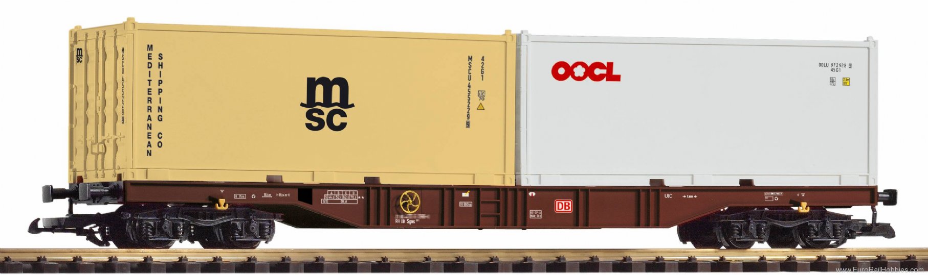 Piko 37754 G DB AG VI container transport car with 2 con