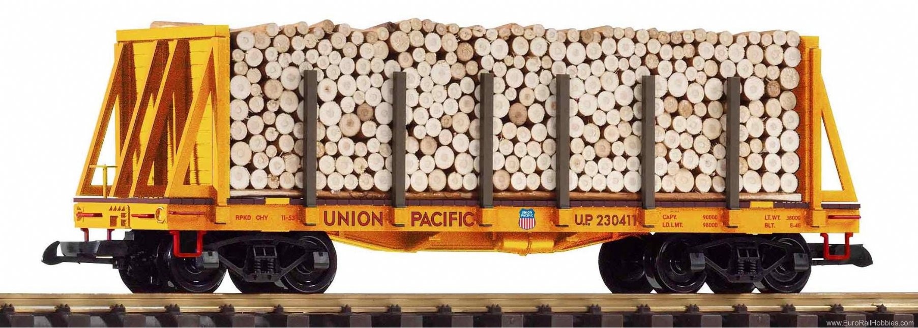 Piko 38791 G flat wagon with load of wood UP